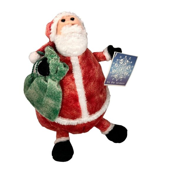 Commonwealth Plush 2001 Santa Claus Stuffed Plump Round Toy Sack Chubby Tags - Picture 6 of 10